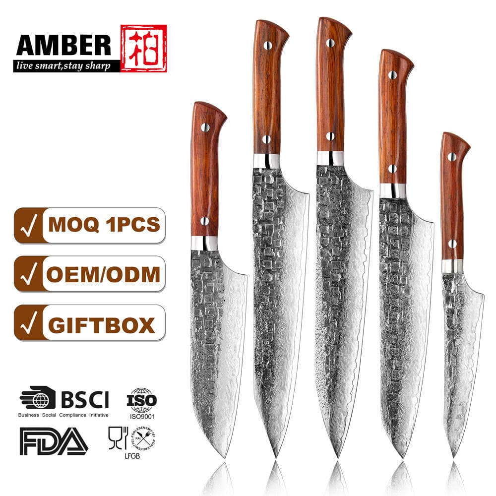 1-5PCS Hand Forged Damascus Steel Japanese Kitchen Knives Set Full Tang Super Steel Santoku Utility Chef Knife Set Cooking Use