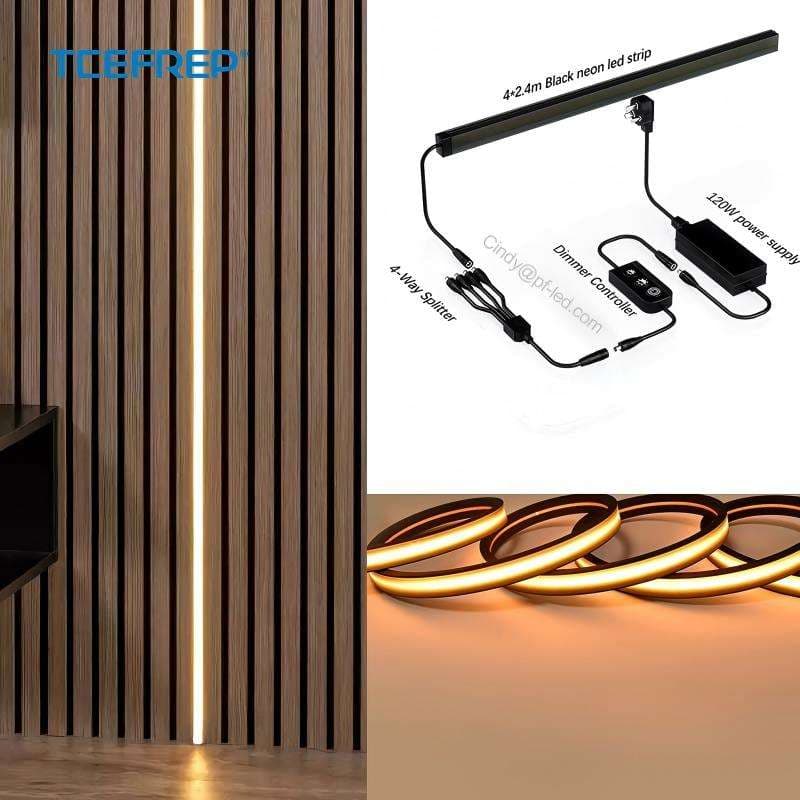 4 Rolls of 3000K Black Flexible LED Strip for Acoustic Panel and Wood Slat Wall Panels