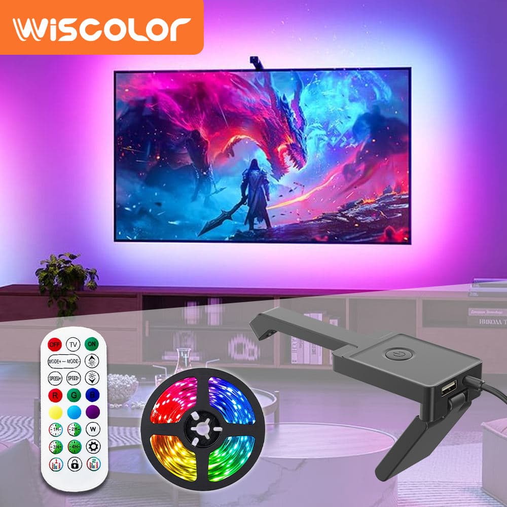 5V TV LED Strip Light with Black PCB Remote &amp; App Control IP20 Backlit Night Light for Living Room Wall Decor