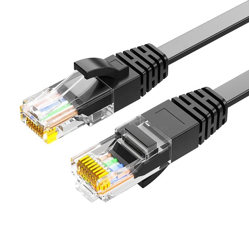 Cat6 Flat Rj45 1m 2m 3m 5m Patch Cord Bare Copper 32awg UTP Lan Network Cable 8p8c 4pr Rohs Black Ethernet Cables