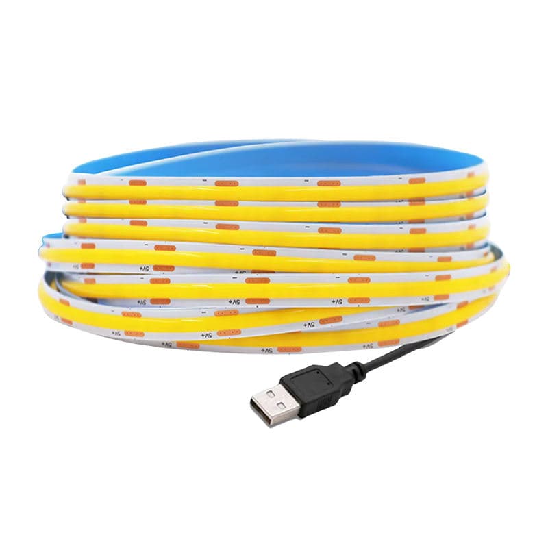 COB LED Strip Light Low-Voltage 5V Flexible Strip Light with 1Meter USB Interface 3000K 4000K 6000K CE ROHS 8mm PCB Width