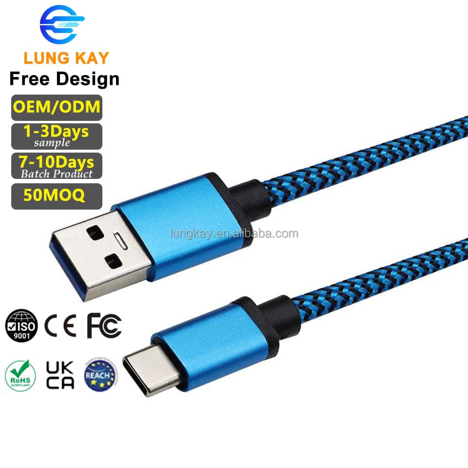Custom Logo 3A Fast Charging USB 3.0 Cable with Aluminum Alloy Braided Nylon for Power Bank