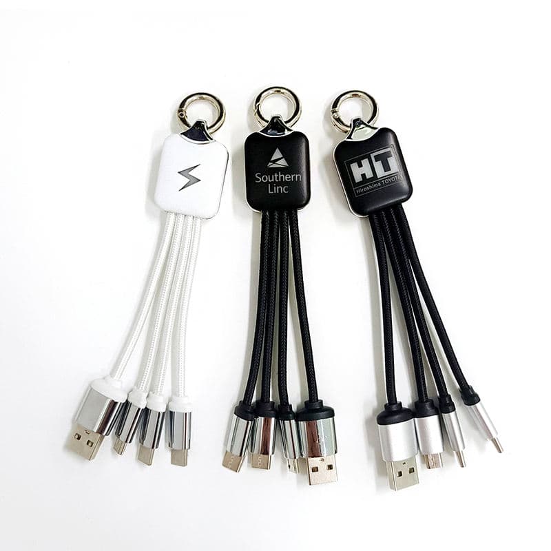 Customizable Mini 3-in-1 Portable Business Keychain with Micro-USB Charging Cable Nylon Jacket Technology Promotional Item
