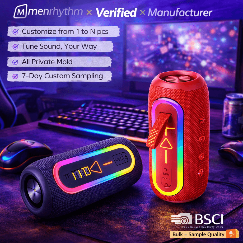 High Quality Portable Stereo Bluetooth Speaker with Woofer Waterproof AUX and OEM Fabric Portable Stereo Bluetooth Speaker