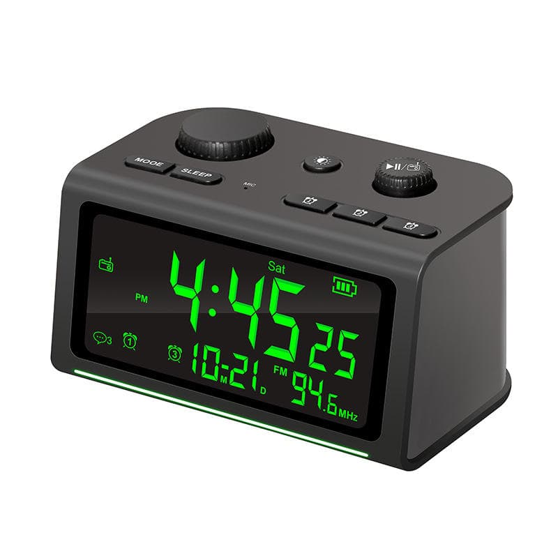 LCD Digital Clock Bluetooth Speaker Recordable Voice Colorful Light-Elderly Medication Reminder Alarm Clock for Bathroom Outdoor