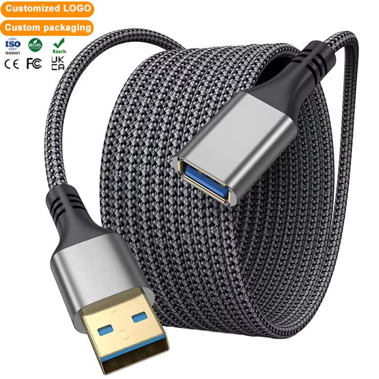 Longkay 5Gbps High-Speed Data Transfer, Gold-Plated Connector, 1M/2M/Custom Length Nylon Braided USB 3.0 Extension Cable