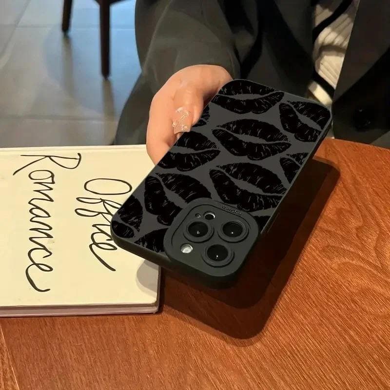 New Cool Luxury Hot Selling Fashion Shockproof Cute Black Lips Phone Case for iPhone 17 16 15 14 13 12 11 Pro Max Plus