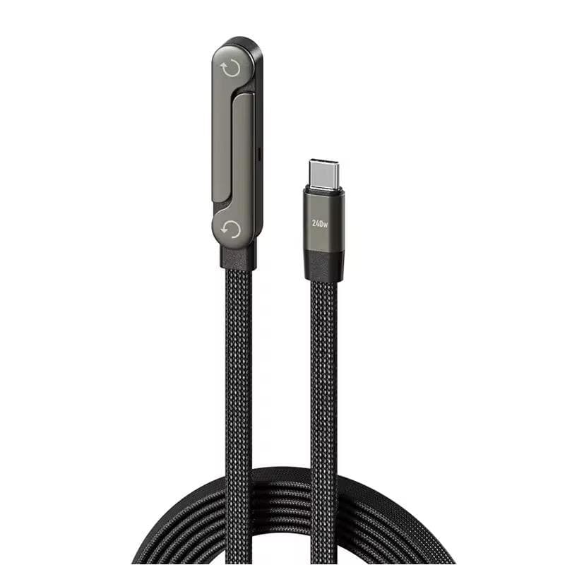 New Trending 5ft 240W 2-in-1 Type-C Fast Charging Cable with Phone Stand 90&deg; Elbow 360&deg; Rotation Multi - Angle for iphone