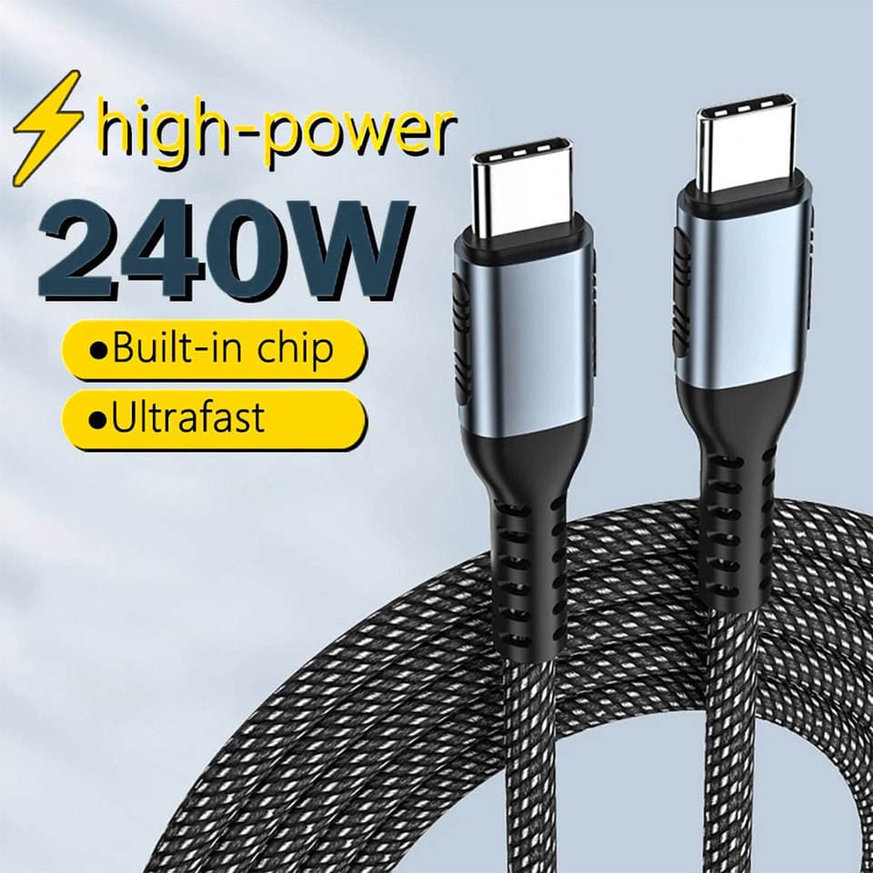 PD 240W 5A Super Fast Charging USB Type-C Cable with Tinned Copper Conductor for Laptop/Tablet/iPhone 15 Pro Max