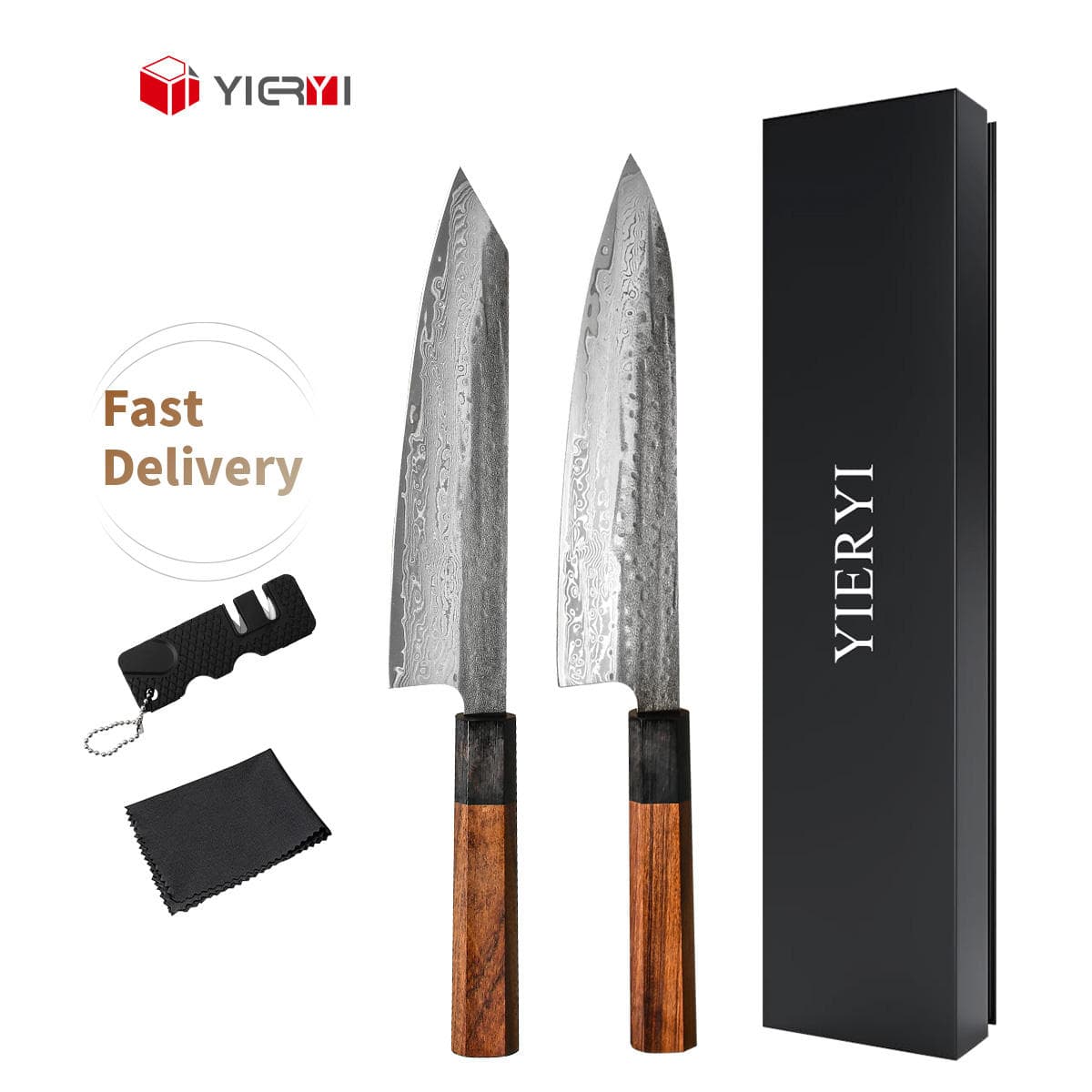 Professional Japanese Style Damascus Steel Kiritsuke Chef Knife Set 2-Piece High Quality Kitchen Tools VG10 Damascus Steel