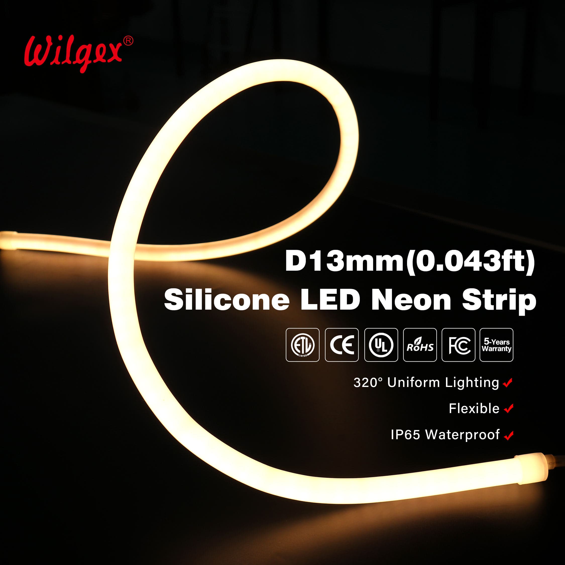 Smart WiFi D13mm LED Neon Strip, App &amp; Voice Control, RGB Color Changing For Home Automation
