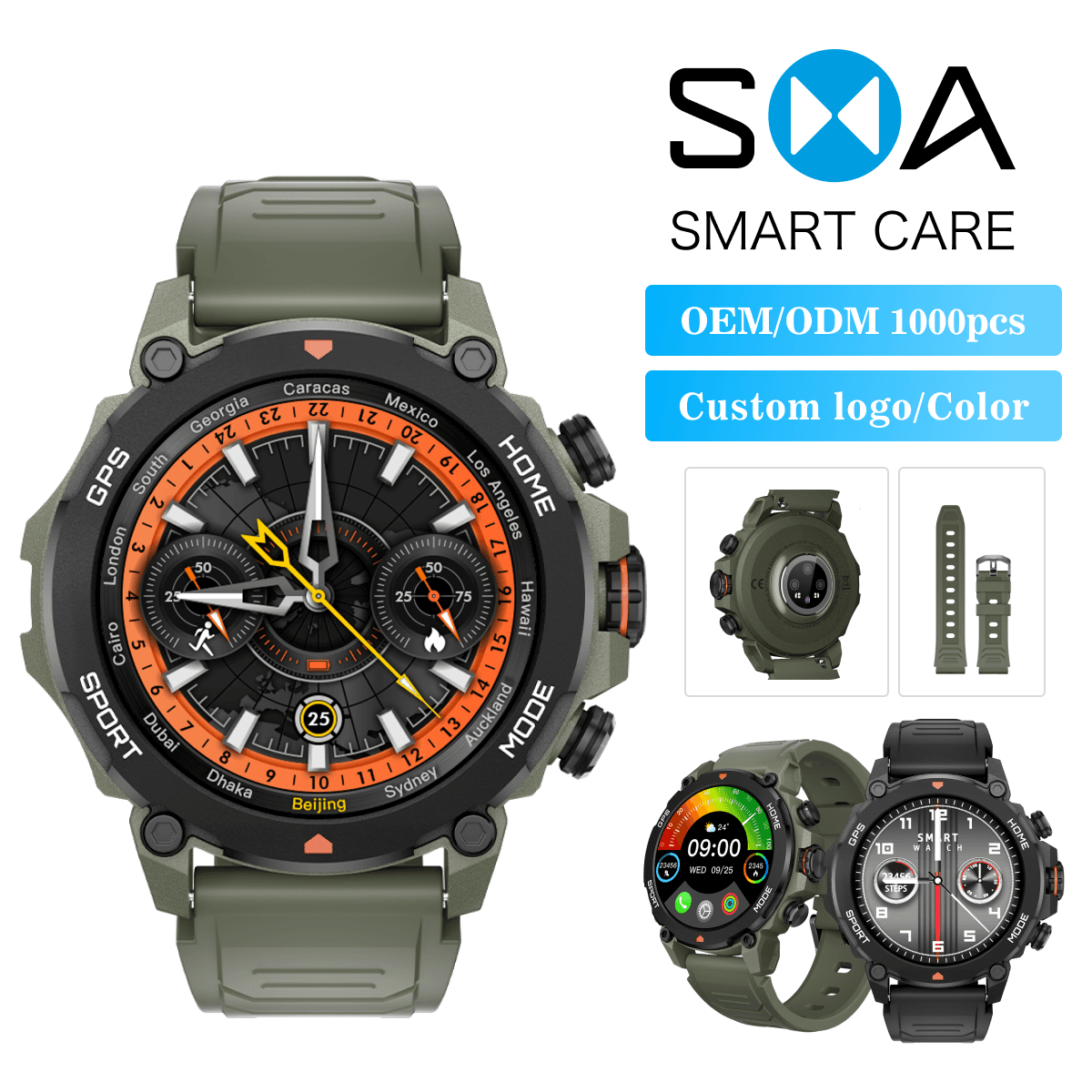 Wholesales High Quality Custom Sports Round Fashion Fitness Heart Rate BT Call Waterproof Touch Screen Smart Watches for Men