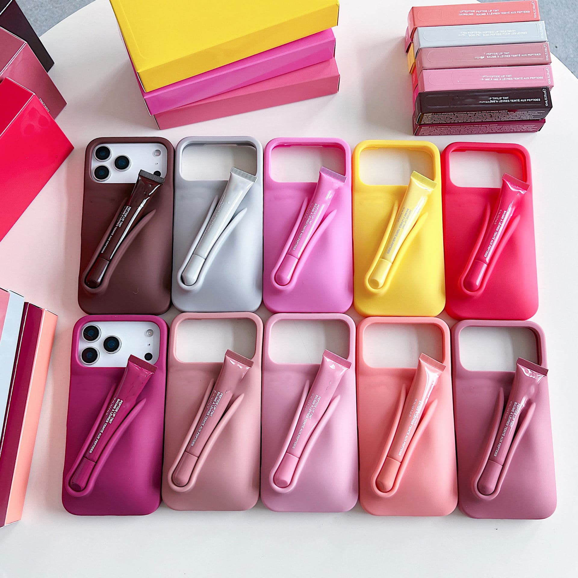 Hot Selling Trend with Lipstick Lip Glaze pink Red Grey Silicone Anti-drop Rhod Mobile Phone case