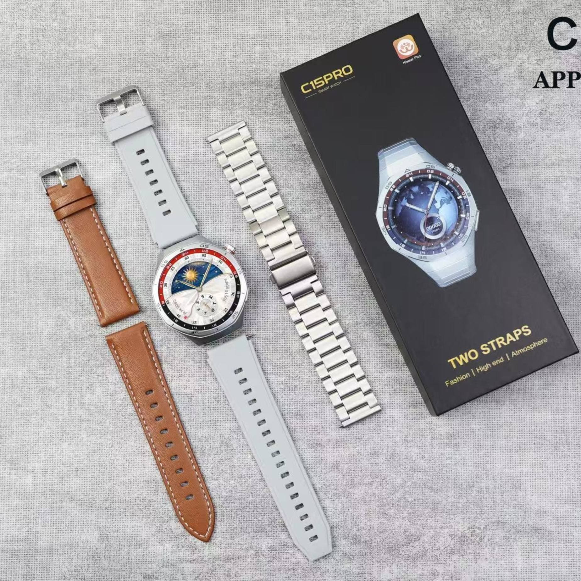 New Arrival C15 PRO Smart Watch 1.52 Inch OLED Touch Screen Fitness Exercise Compass IP67 Waterproof Wireless Charging Unisex