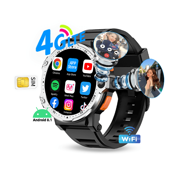 PG999 4G Wifi Smartwatch 1.54 Inch 800mAh Android 8.1 Sim Mobile Phone Smart Watch with Sim Card HD Dual Camera Video Call