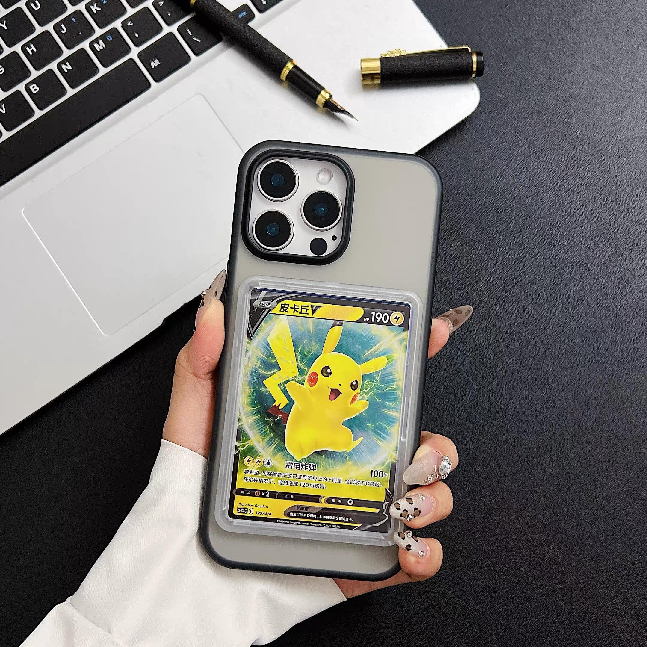 Pokemon Game Card Holder Shockproof TPU+Acrylic+PC Phone Case for 17/16/15/14/13/12-New Design