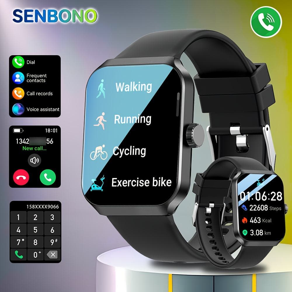 SENBONO NX25 New SmartWatch Women Men square Screen Sports Waterproof Answer Call Heart Rate Tracker Clock Men Women Smart Watch