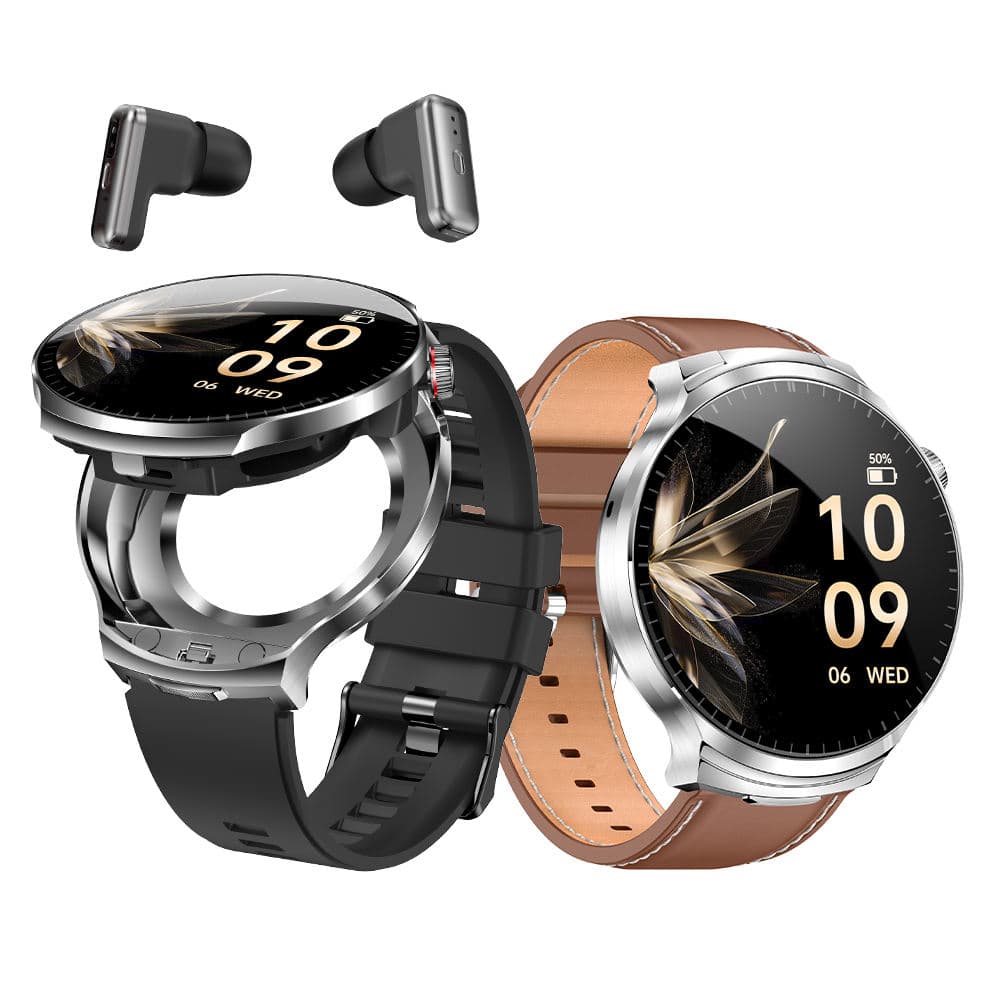 T100 2025 Waterproof IP67 2-in-1 Smart Watch with Wireless Earbuds for Answer Calls Unisex Sport Health Monitoring